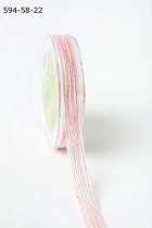 Лента May Arts Natural Metallic Pulled Thread Ribbon, ширина 1,59 см, цвет fuchsia / silver, 90см