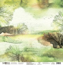 Лист Осенний пейзаж - коллекция "Осень" размер 30,5х30,5см., пл.190 г/м2