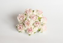 Кудрявые розы 3 см - Белый+св.розовый 1 шт
