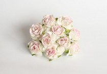 Кудрявые розы 3 см - Белый+св.розовые кончики 1 шт.
