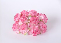 Кудрявые розы 3 см - Белый+розовый  1 шт