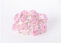 Кудрявые розы 3 см - Белый+розовые кончики 