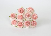 Кудрявые розы 2 см - Белый+св.персиковая середина, 1 шт