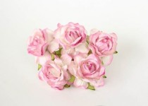 Кудрявые розы 4 см - Белый+розовые кончики , 1 шт