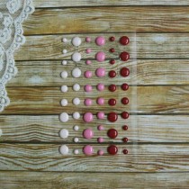 Эмалевые точки (дотсы) глянцевые, красный-розовый- молочно-розовый, на подложке 54 штуки, размер 4-8 мм.