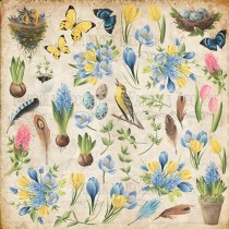 Лист с картинками для вырезания 30 см x 30 см, пл. 200 г/кв.м, коллекция "Botany Spring"