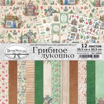 Набор бумаги 30,5х30,5 см "Грибное лукошко", 12 л., пл.180 гр/м2 (ScrapMania)