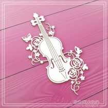 Чипборд "Скрипка с розами" 61х115 мм