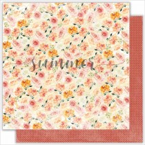 Лист двусторонней бумаги "Peach flowers" коллекция "Warm autumn",  190гр , 30,5*30,5см