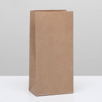 Пакет крафт бумажный фасовочный, прямоугольное дно, 12 х 8 х 25 см