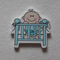 Декоративное украшение "Малыш в кроватке",1 шт, цвет голубой