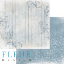 Лист бумаги для скрапбукинга "Изморозь на голубом", коллекция "Шале", 30х30, плотность 190 гр, 1 лист FD1003006