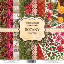 Набор бумаги 20 Х 20 см "Botany winter" 6 двухсторонних и 4 односторонних листа, бонус - лист для вырезания, 200г/м
