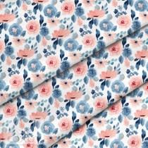 Премиум хлопок "Розово-голубые цветы" размер 50х40 см., пл.150 гр/м2, Польша