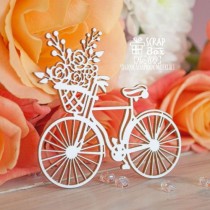 Чипборд велосипед с корзиной цветов, Размеры: 76 x 71 мм