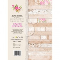 Набор двусторонней бумаги " Sweet Secrets" 14 листов, размер A4 (21.5x29,7cm), пл.200 г/м2