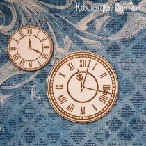 Чипборд "Набор часы 1" с гравировкой, размер 5,5 см и 3,5 см, 2 шт.
