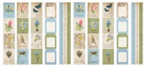 Набор из 5-и полос с карточками для декорирования на русском и англ языках, размер 5см х 30,5см,  "Botany Spring" пл.200 г/м2