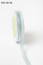 Лента May Arts Natural Metallic Pulled Thread Ribbon, ширина 1,59 см, цвет turquoise / silver, 1 метр