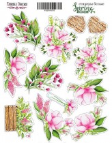 Набор наклеек (стикеров) #010, "Spring blossom",  размер листа 21см x 16 см, в наборе 12 шт.