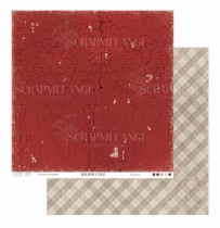 Лист из коллекции "Винтаж" 4-Красный кракелюр/Клетка, 30х30 см, пл.190 г/м2 (ScrapMelange)
