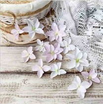 Цветы из ткани Гортензии Дуболистные, бело-розовые, 12 шт.
