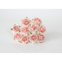 Кудрявые розы 2 см - Белый+св.персиковая середина, 1 шт