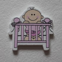 Декоративное украшение "Малышка в кроватке",1 шт, цвет розовый