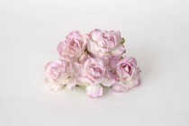 Кудрявые розы 4 см - Белый+св.сиреневые кончики, 1 шт