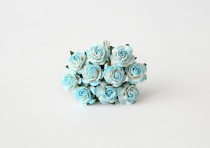 Mini розы 1,5 см - Бирюзовый+белый 560 1 шт