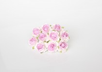 Кудрявые розы 2 см - Белый+св.сиреневый в середине 1 шт