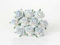 Mini розы 1 см - Голубые 2хтоновые 563, 1 шт