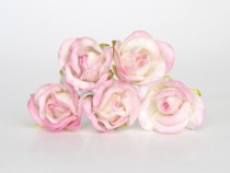 Бутоны роз большие - Белый+розовые кончики 518, 1 шт
