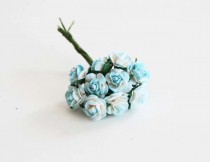 Mini розы 1 см - бирюзовый+белый 560 1 шт