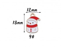 Подвеска металлическая эмаль "Снеговик с красным шарфом" 1,8х1,2 см, 1 шт