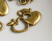 Подвеска "Сердечко в сердечке" бронза, размер 1х0,8 см        