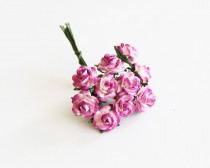 Mini розы 1 см - Фуксия+белый 518, 1 шт.