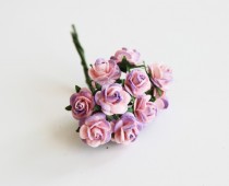 Mini розы 1 см - Сиреневый+розовый 339 диаметр розы 1,4-1,5 см высота цветка 0,6 - 0,7 см длина стебля ок 5 см, 1 шт.