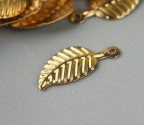 Подвеска "Листочек" цвет золото набор 5 шт, размер 1,3х0,6 см     