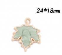Подвеска металлическая эмаль "Кленовый лист св.зеленый" 2,4х1,8 см, 1 шт