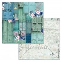 Лист двусторонней бумаги "Blooming doors" коллекция Blue outside, 190гр,30,5*30,5см 