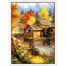 Тканевая карточка "Осенние пейзажи. Водяная мельница" (TK576. ScrapMania)