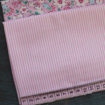 Ткань "Полоска белая+розовый", 40х50 см., 100% хлопок