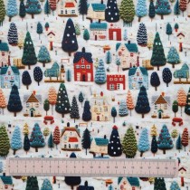Ткань с имитацией вышивки "Рождественский домик" размер 33х70 см, пл.135 г/м2