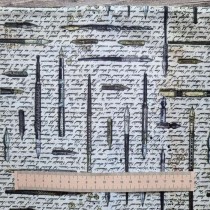 Ткань "Винтаж перьевые ручки с текстом" размер 50х50 см, пл.135 г/м2
