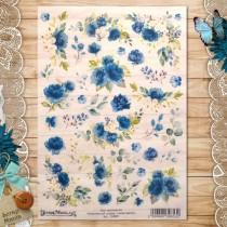 Лист веллума А4 "Королевский сапфир. Синие цветы" (ScrapMania), пл 150 г/м2