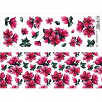 Лист с картинками 10х30 см "Ярко-розовые цветы" (ScrapMania) пл.180 гр/м2