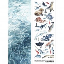 Лист с картинками 10х30 см "Океания. Жители моря 2" (ScrapMania), пл. 180г/м2