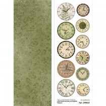 Лист с картинками 10х30 см "Ботанические истории. Часы" (ScrapMania), пл. 180г/м2