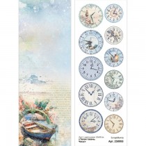 Лист с картинками 10х30 см "Тихая гавань. Часы" (ScrapMania), пл.180 гр/м2